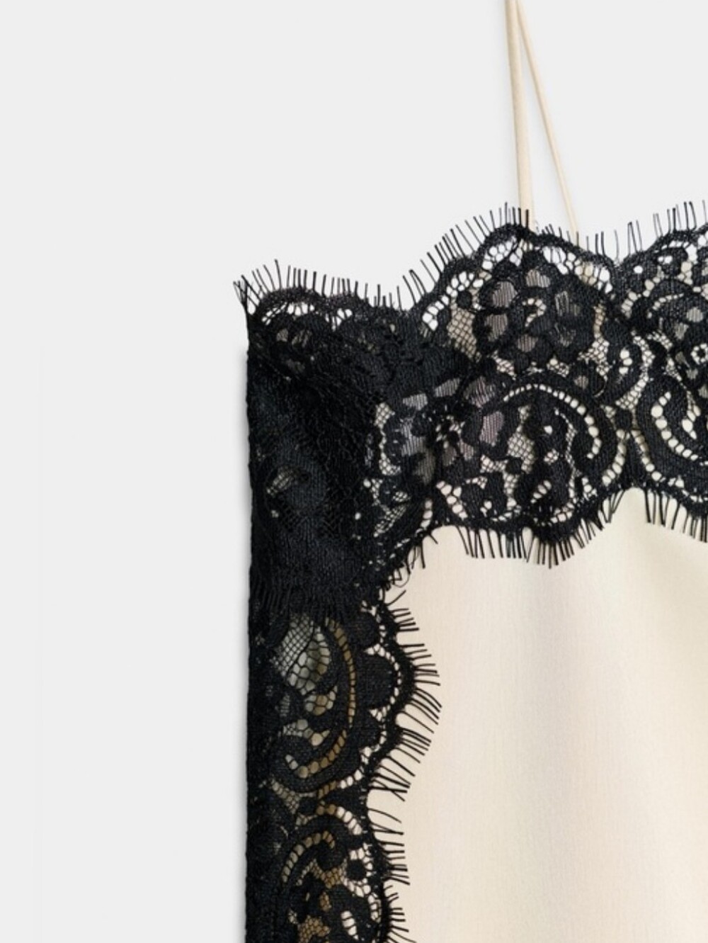 Zara NWT Satin Lace Top in Cream Black Size M - Picture 15 of 16